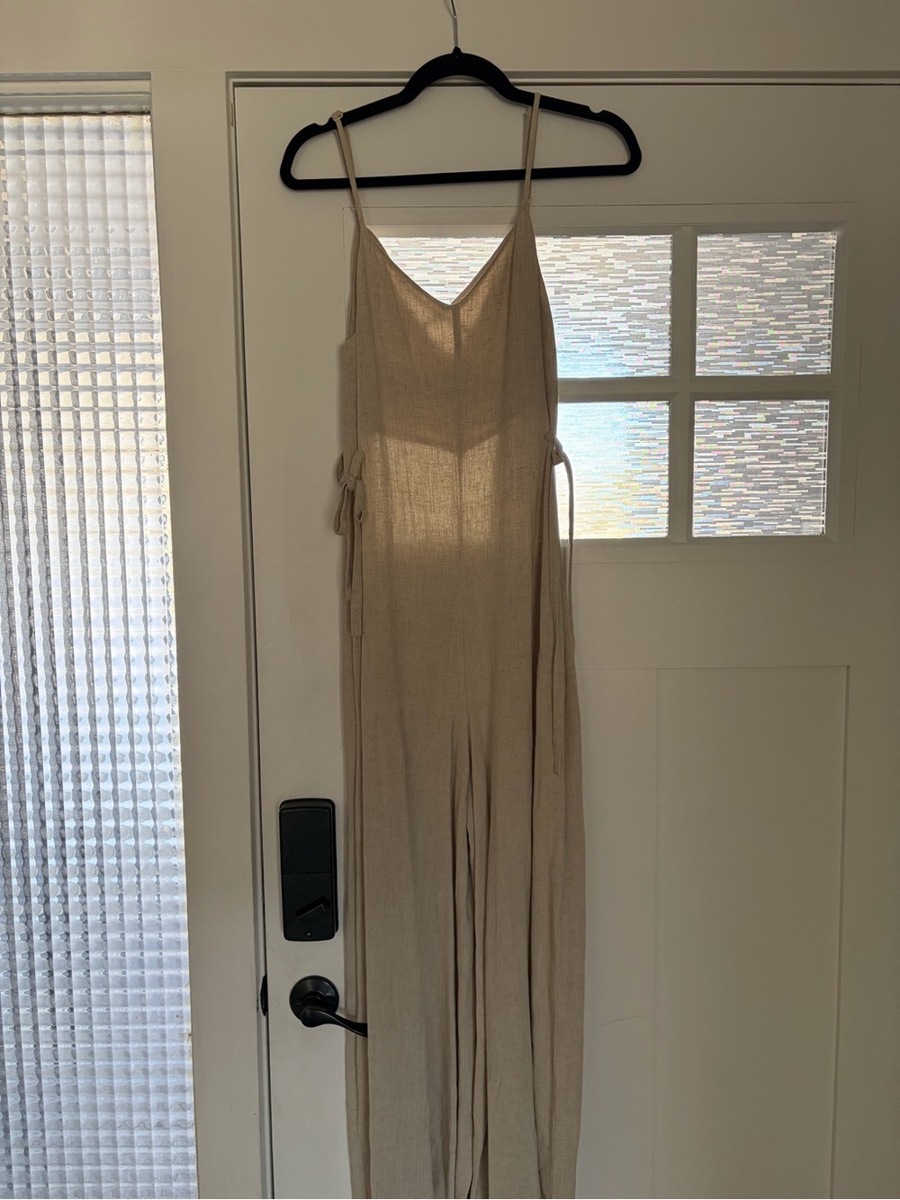 Beige Sleeveless V-Neck Jumpsuit